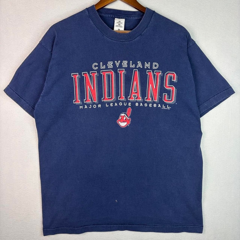 Vintage Cleveland Indians MLB Baseball Blue Tee Shirt 1998 XL